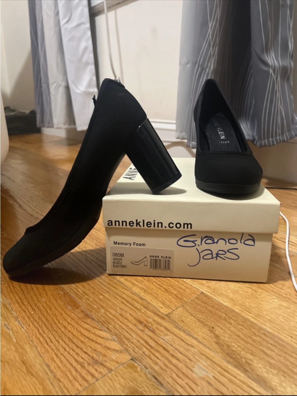 Anne Klein Black Platform Block Heel Pumps